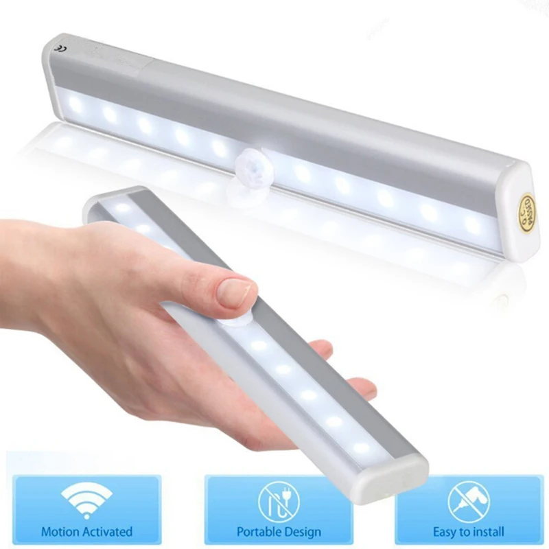 

6/10 LED PIR Motion Sensor Light Cupboard Wardrobe Bed Lamp Under Cabinet Night Light Smart Light Perception For Closet Stairs