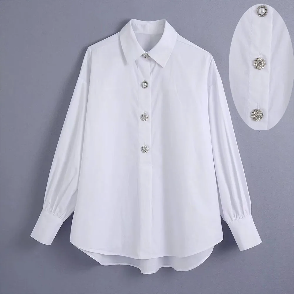 

Женская Повседневная модная облегающая однотонная блузка с длинным рукавом, Костюмные украшения, декоративная рубашка на пуговицах, блузк...