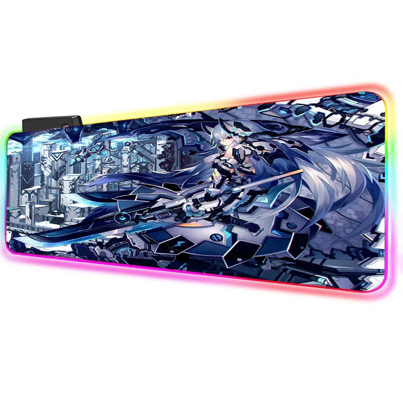 

MRGBEST Anime White Girl Gaming RGB Large Mouse Pad Gamer Computer Mousepad Led Backlight XL Surface Mause Pad Keyboard Desk Mat