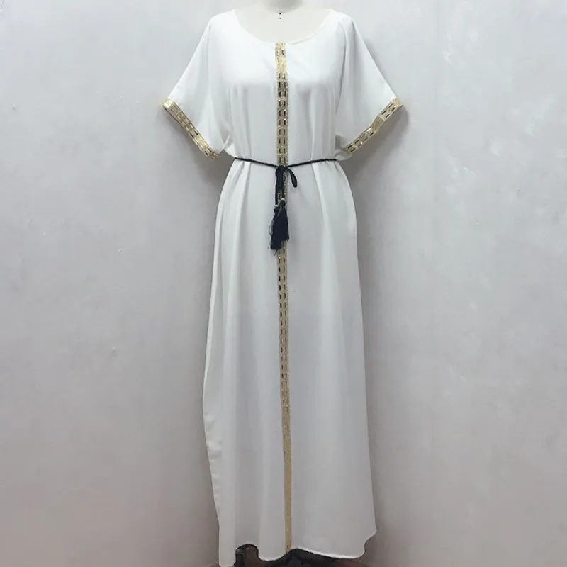 

Abaya Дубай мусульманское платье для женщин с коротким рукавом Макси Кафтан платье Модное Элегантное Рамадан мусульманское Рамадан кимоно пл...