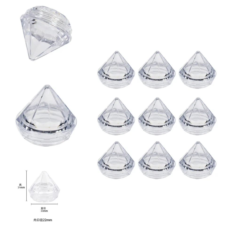 

10pcs/set 5g Empty Travel Refillable Bottles Transparent Mini Diamond Face Cream Bottle Lotion Box Plastic Cosmetic Containers
