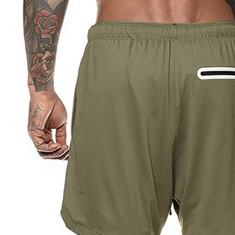 

Men Summer Beach Shorts Casual Double Layer Pant Outdoor Cycling Pant Workout Loose Pant Drawstring Sports Fitness Pant (Size M,