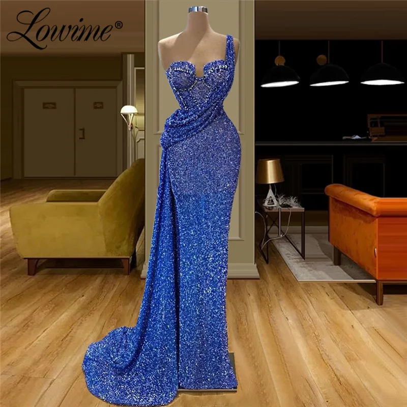 Robe De Soiree синие вечерние платья на одно плечо для выпускного вечера 2020 турецкие