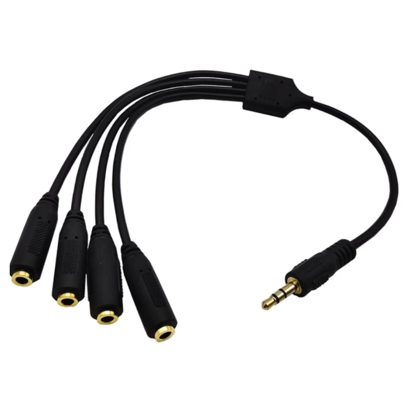 

3.5mm TRRS 3-P0le/2-Rings Stereo Splitter Cable 3.5mm (1/8") TRRS 3-P0le/2-Rings Male to 4x Female Cord