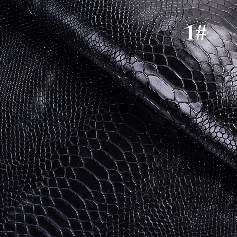 1 black Meetee 45x137 см 1,2 мм Толстая кожаная ткань искусственная синтетическая змеиная кожа ПВХ материал для багажа бумажник ремень DIY Аксессуары - Цвет: 1 black
