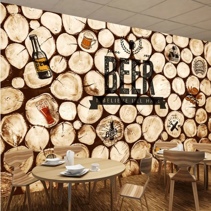 Дропшиппинг фотообои ретро ностальгические круглая древесина кофе бар KTV фон