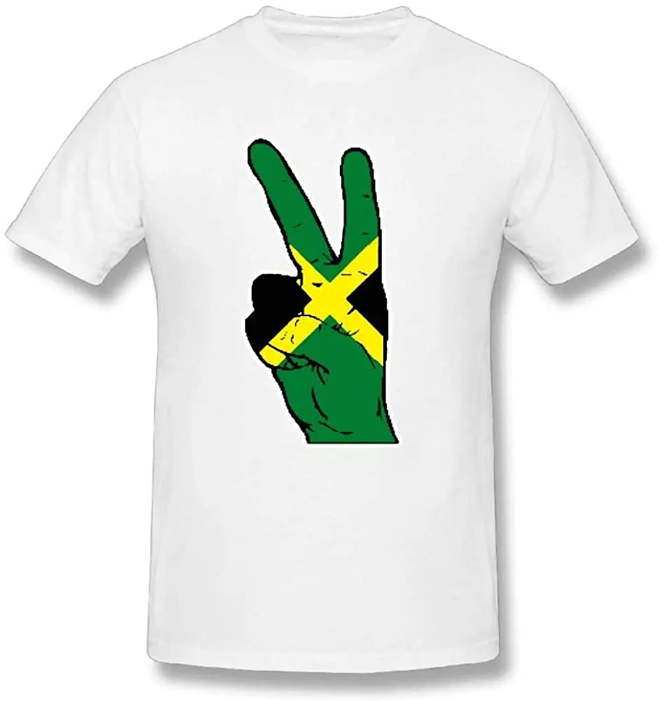 

Men's Crewneck Peace Sign of The Jamaican Flag Short-Sleeve T-Shirts New Arrivals Summer Cool Tee 2020 Breathable Cotton T Shirt