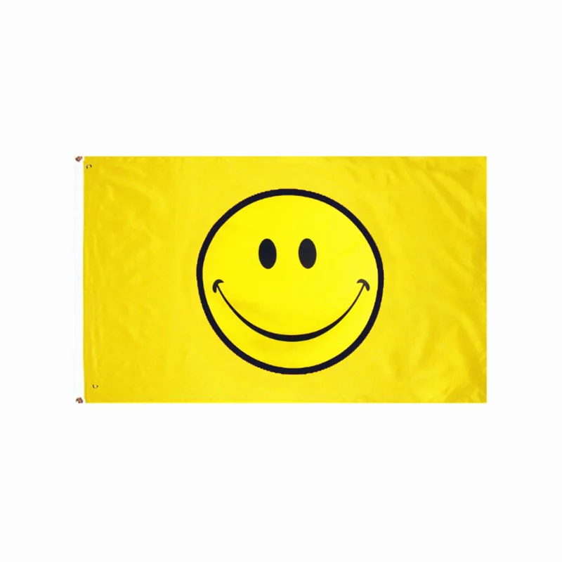 

Hot Sales12 style high quality flags 90x150cm parade flag 3x5ft poly Happy Face Smiley yellow Flag C2