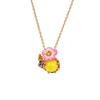 european and american personality enamel glaze necklace new fashion jewelry small flower yellow jewelry with tail chain small