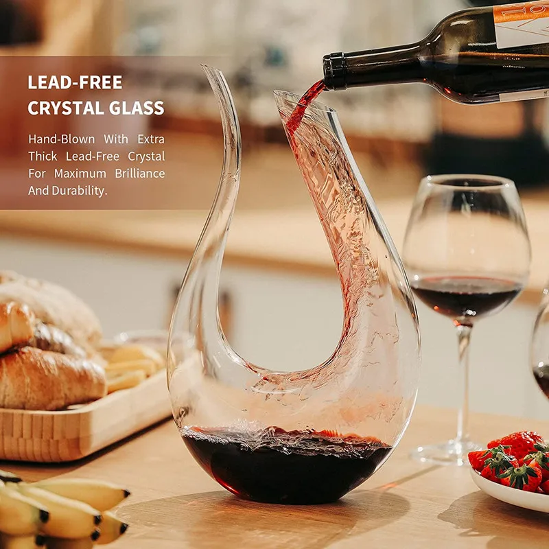 Прозрачный Графин для вина GF 1,5 л, бессвинцовый хрустальный стеклянный графин для красного вина, U-образный дизайн, стеклянный графин для вис... графин стеклянный для воды eclipse 1 2 л 3700470 berghoff