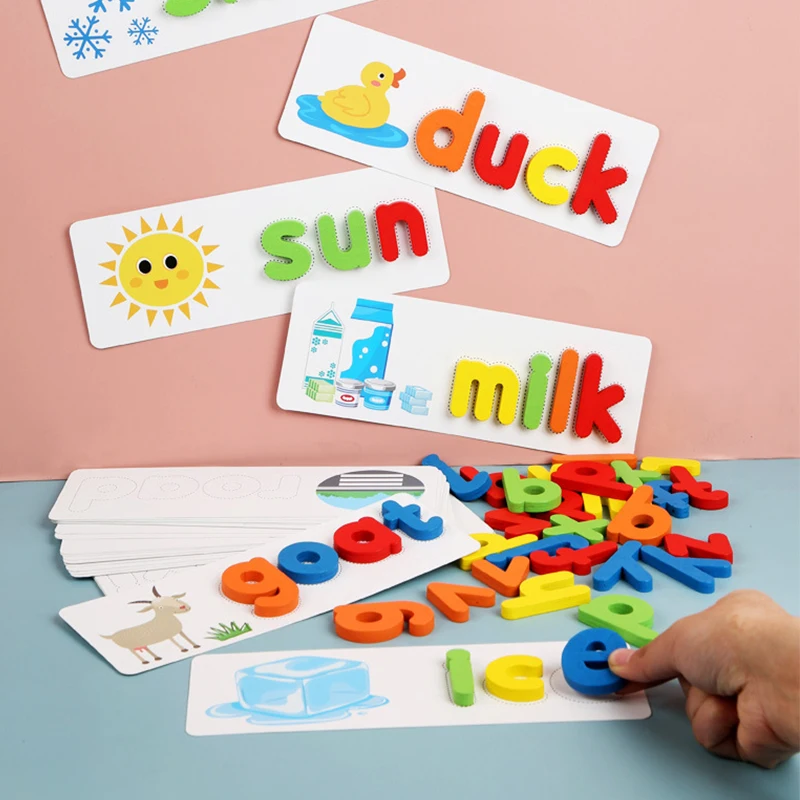 

Montessori Spell Word Game Wooden Kid Toys Early Learning Jigsaw Letter A To Z Alphabet 3D Puzzle Preschool Educational Baby Toy