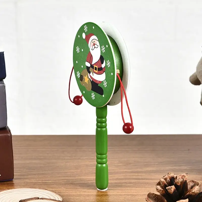 Christmas Baby Kids Wood Rattle Drum Instrument Toys Children Musical Toy Chinese Styles Drum christmas Gift For Baby Infant