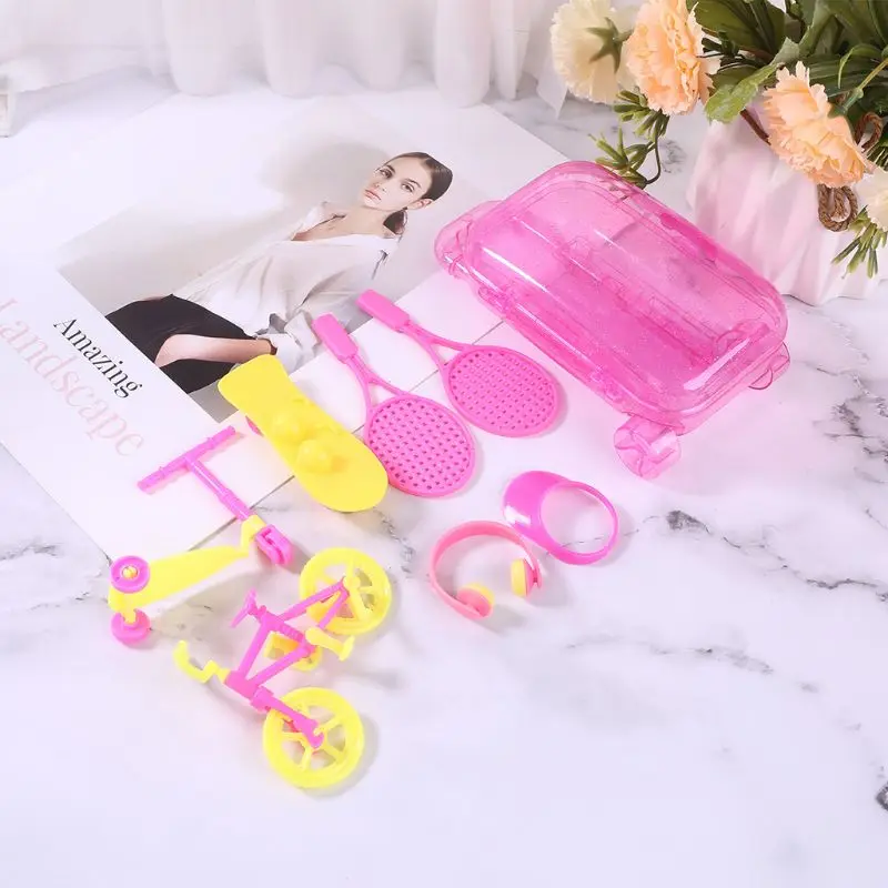 7 шт./компл. чехол на колесиках теннисные ракетки наушники шляпа от солнца скутер