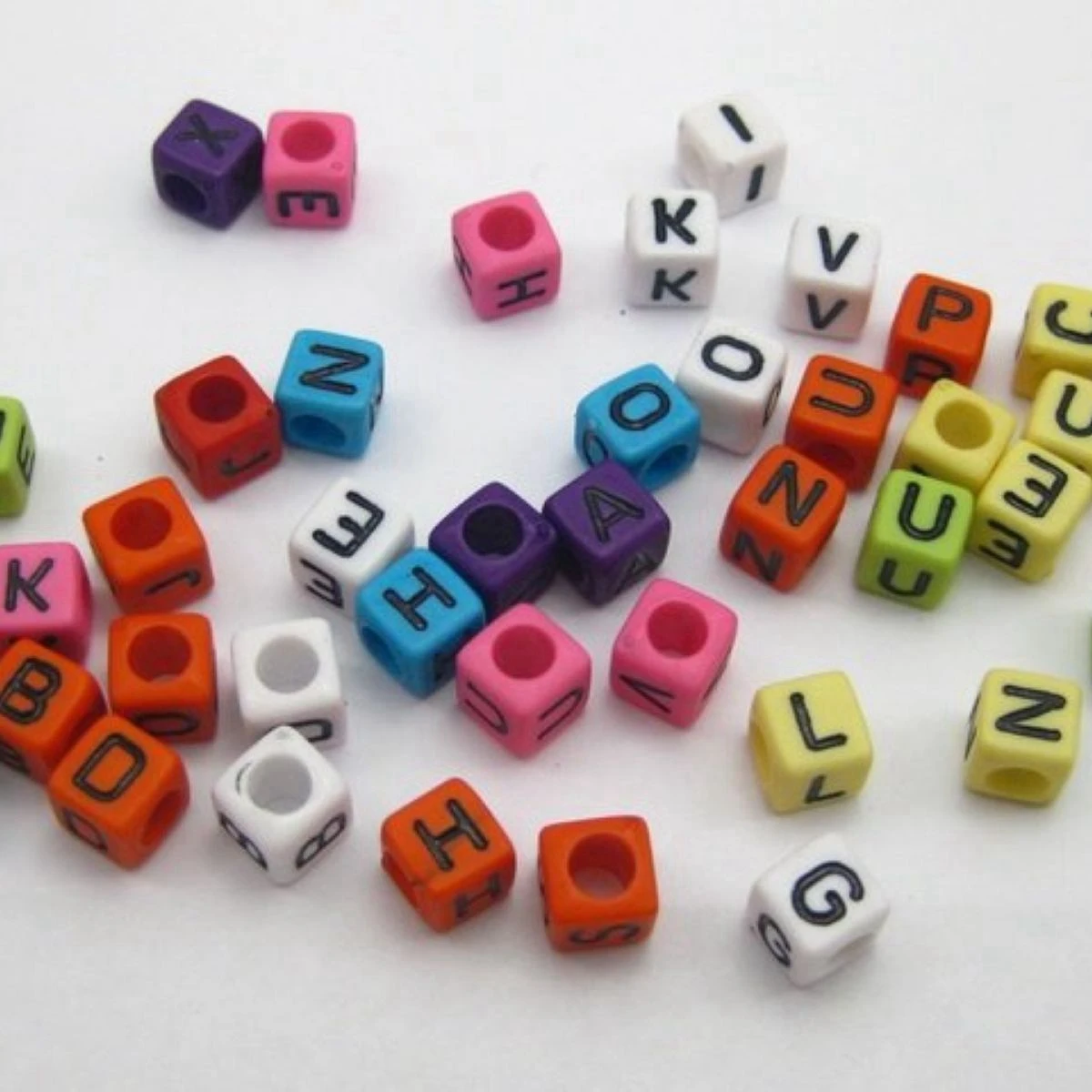 250 Assorted Alphabet Letter Acrylic Cube Beads 6X6mm