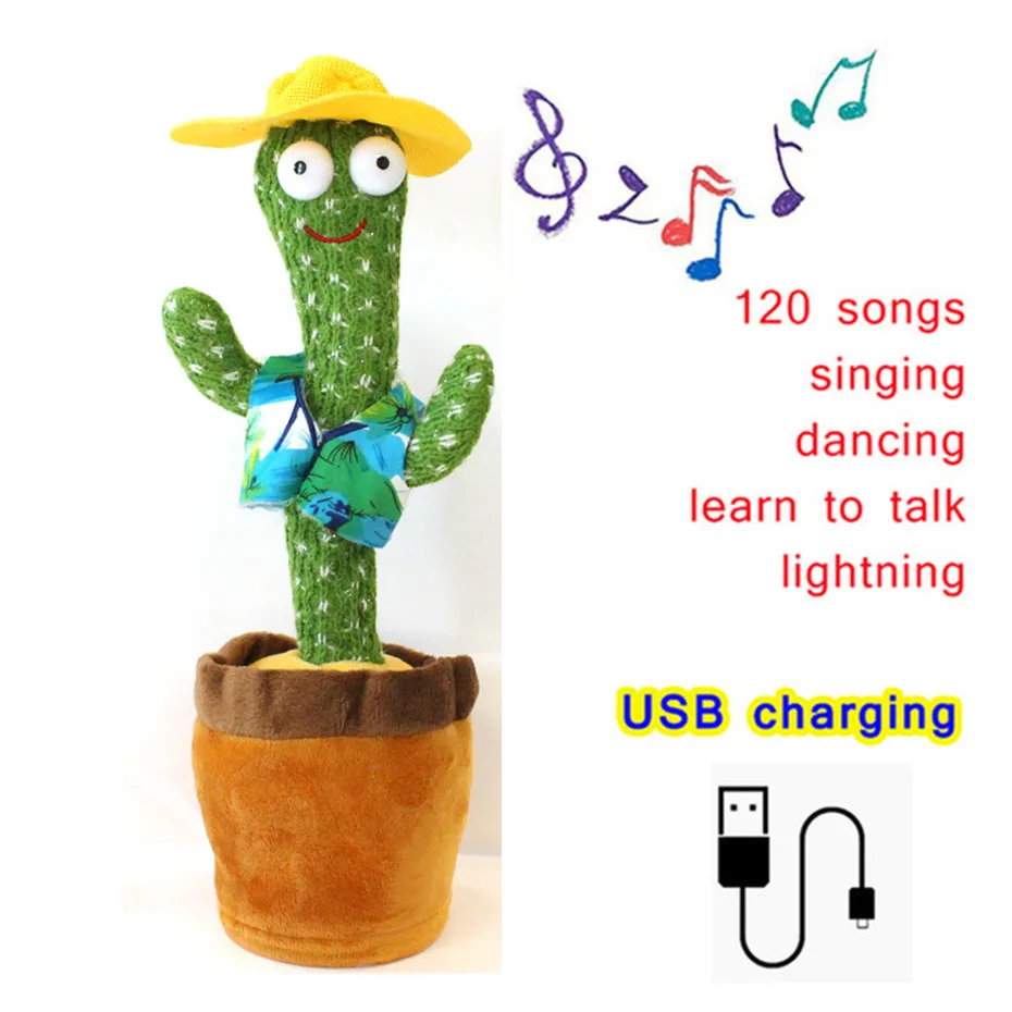 

Cactus Plush Toy Electronic Dancing Toy with 120 English Song Plush Dancing Cactus Early Childhood Education Toy for Children