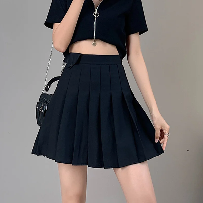 

Limiguyue Pleated Skirt Female Summer Women Skirt Retro High Waist Short Skirt Solid Elegant Tennis Mini Faldas Uniform K945