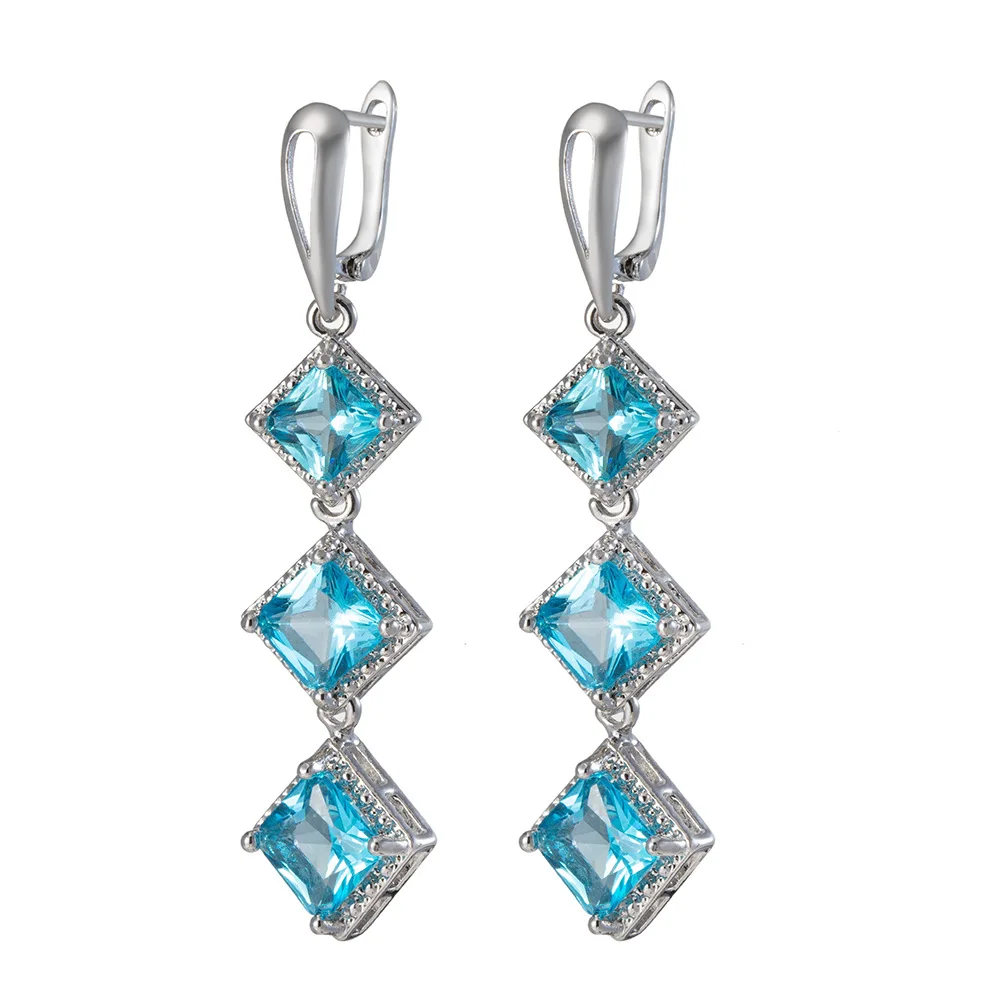 

Hh Trendy Green Dangle Wedding Earrings Jewelry Women's Accessories Brincos Peddientes Silver Color Female Long Drop Earring