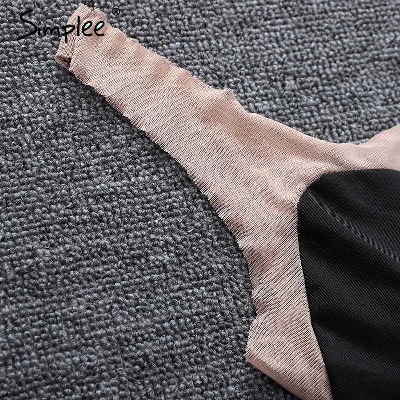 Прозрачное женское сексуальное боди Simplee в стиле петчворк слитный купальник с