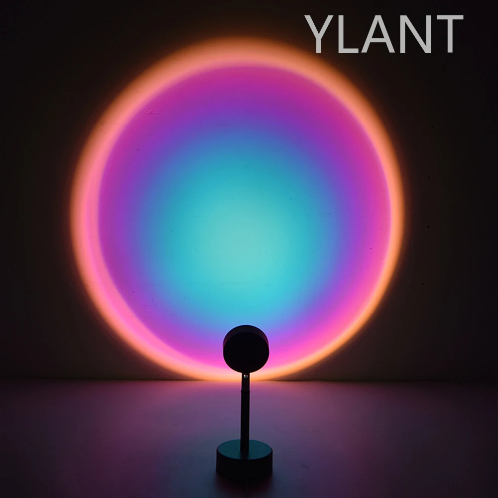 

SWT USB Button Rainbow Sunset Projector Atmosphere Led Night Light Home Coffe Shop Background Wall Home Decoration Colorful Lamp