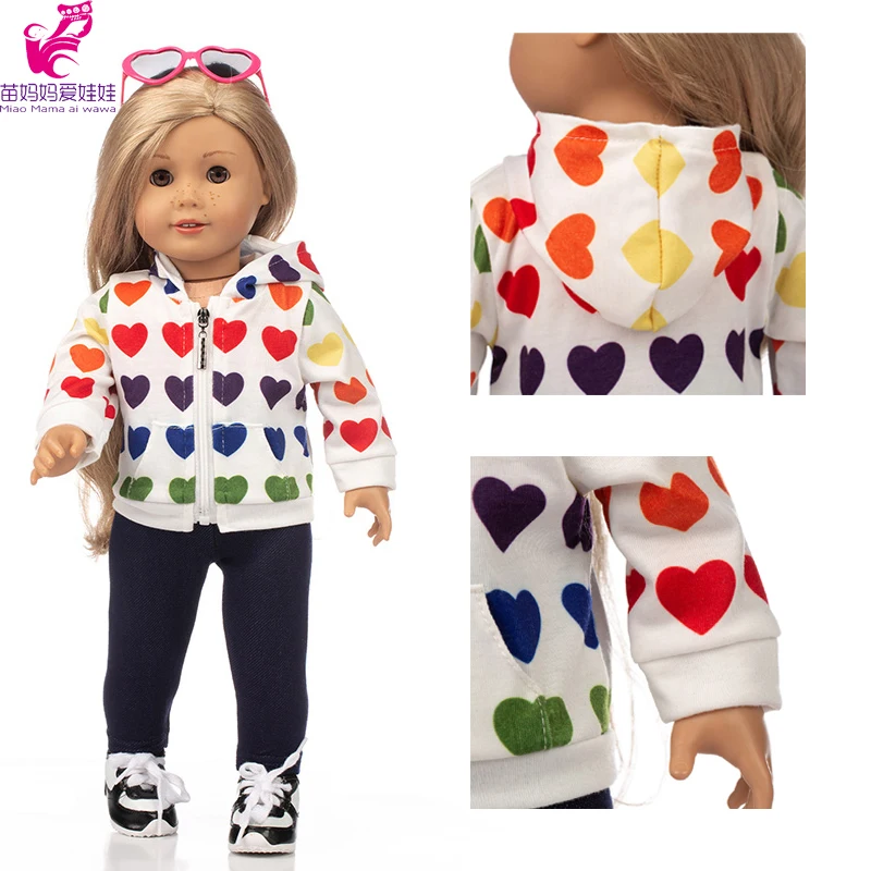 

43cm Baby Doll Boy Sweater Hooded Coat 18 Inch Doll Clothes Pants Set