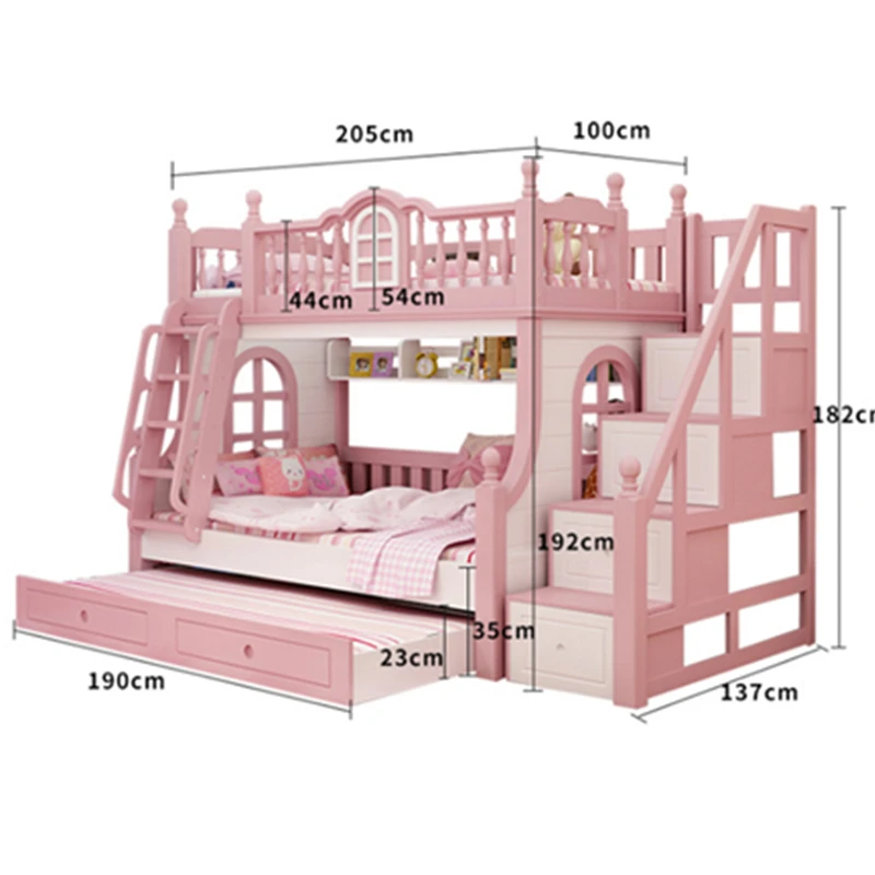 Foshan современная двухъярусная кровать из дуба для детей 3 местная с лестницы