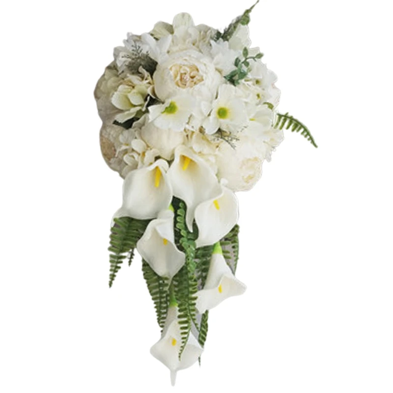 

Водопад Букеты свадебные искусственные Винтаж пион Гортензия цветок лилии каллы поставок брака роскошный букет