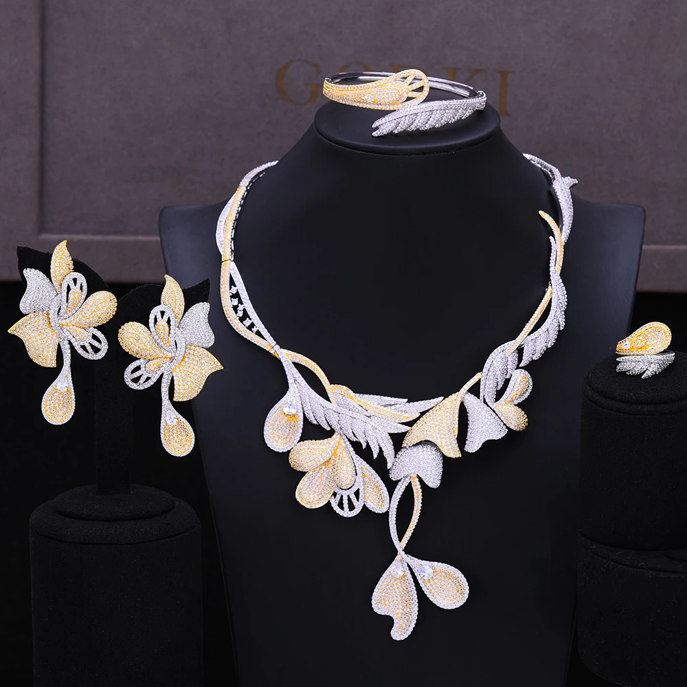 Godki роскошный бабочка ювелирные изделия из золота Дубаи набор нигерийские