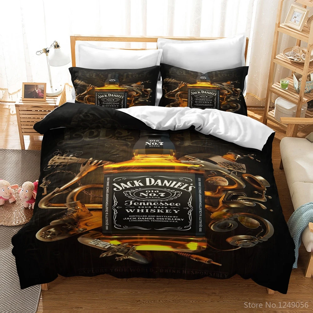 Black Jack Whiskey Wine Duvet Cover Set Printed 3d Bedding Sets Pillowcase Single Double Twin Full Queen King for Bedroom Decors | Дом и сад