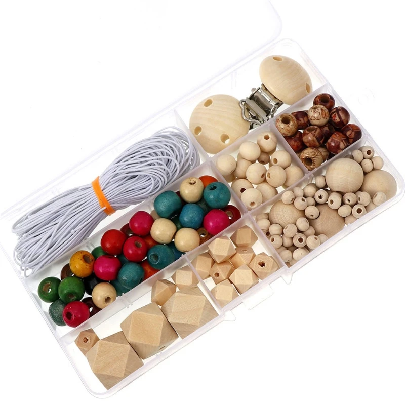

1Set Wooden Beads Baby Teether Making Pacifier Chain Wooden Rodent DIY Crafts Newborn Teething DIY Accessories Wooden Teether