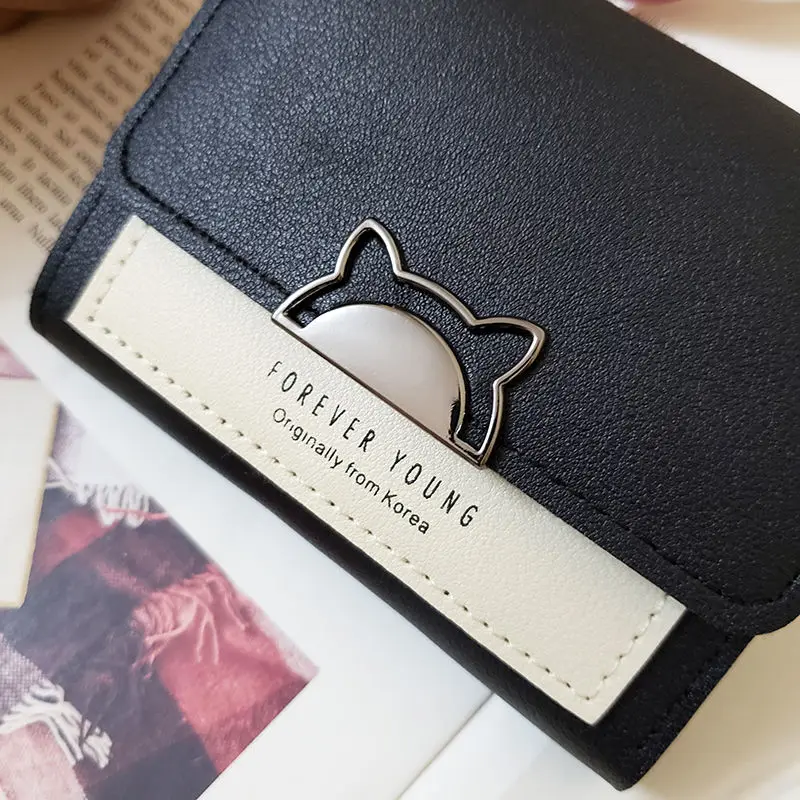 

Ins New Hot Simple Lady Purse Leather Short Wallet Women's Short Change Money Bag Cute Card Holder Bag for Girls