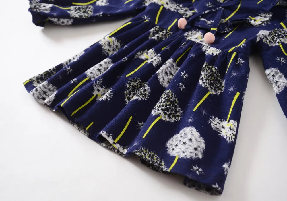 2019 Fashion Hot Sale Children's Long Sleeve Flower Print Princess Dress Baby Girl Floral платье 40* | Детская одежда и