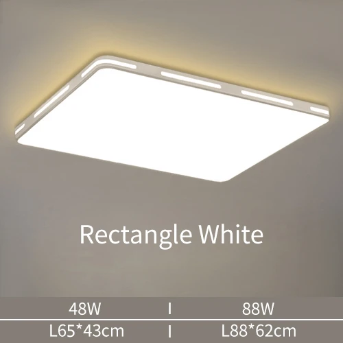 White Rectangle Светодиодный потолочный светильник, современная лампа, панель для гостиной, круглый светильник, приспособление для спальни, кухни, зала, поверхностное крепление, дистанционное управление - Цвет корпуса: White Rectangle