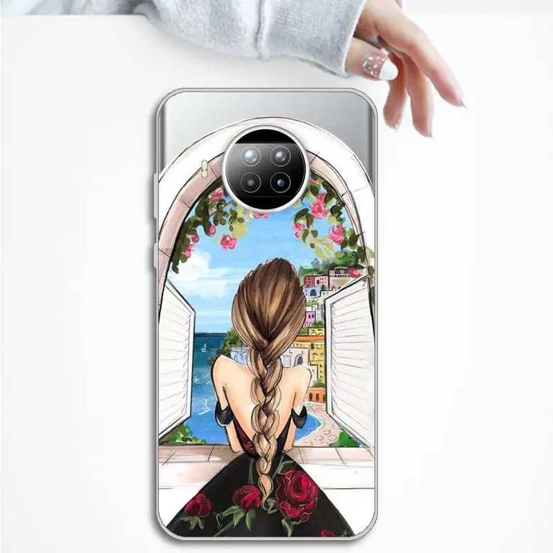 

Merry Christmas Brown Hair Girl Phone Case Transparent for Xiaomi Redmi note 10 t 8 9 pro lite 11