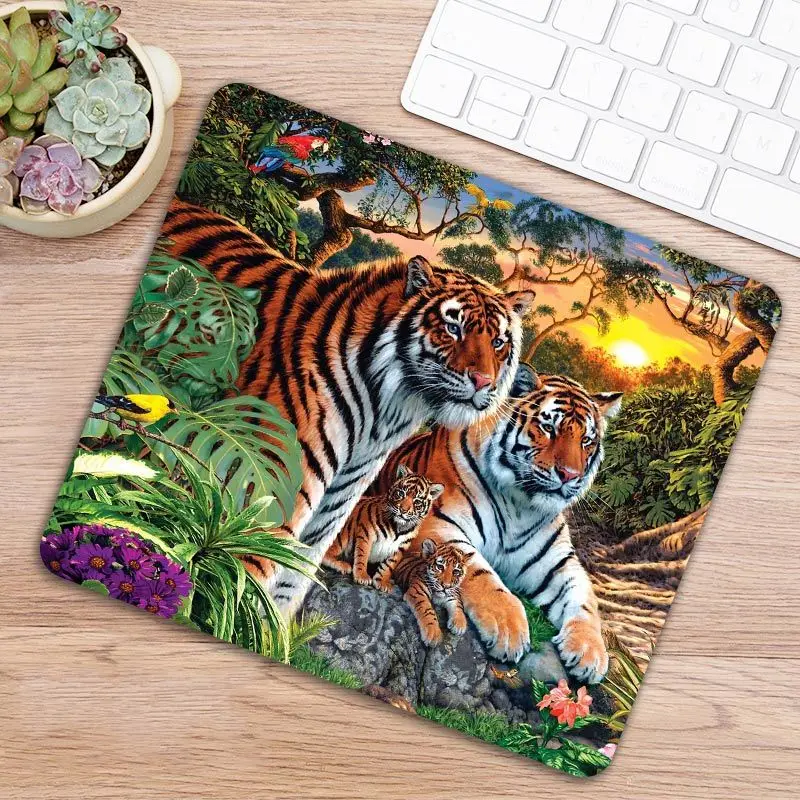 Модный коврик для мыши с изображением животных тигра резиновый Прямоугольный