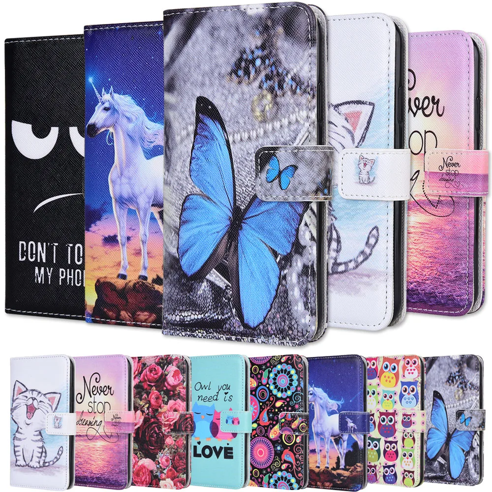 Cartoon Wallet Flip Case for ASUS ZenFone Max Pro M1 M2 ZB601KL ZB602KL ZB555KL ZB633KL ZB630KL ZC520KL ZB501KL ZB452KG Case