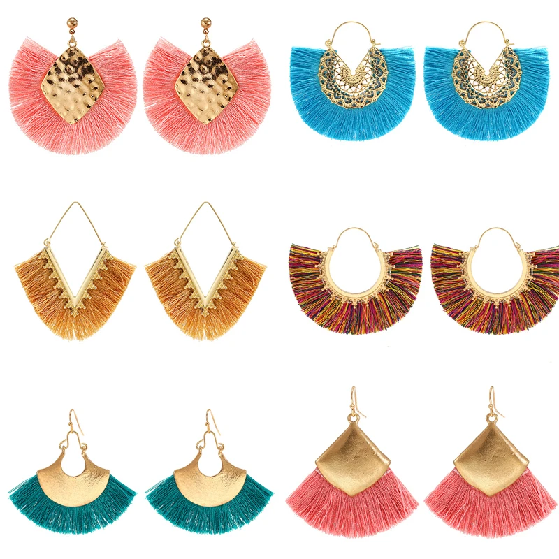 Новинка хит продаж серьги ручной работы 2019 богемный стиль с кисточками для