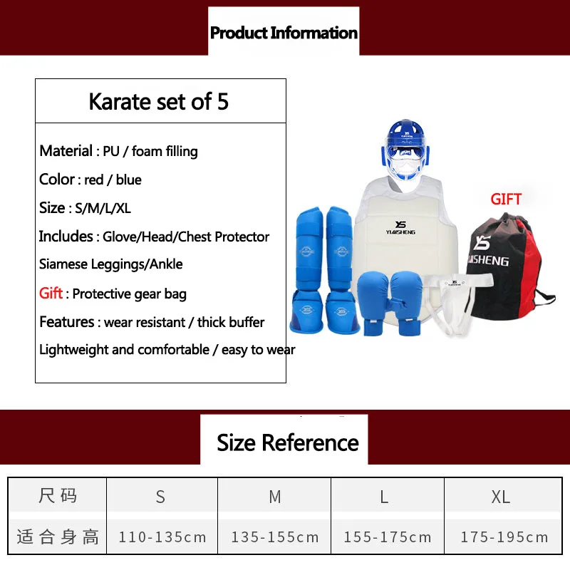 

Karate Protective Gear Set/ kids Full Set Of Helmet Mask/Head Boxing Sanda Fighting Full Protective Suit