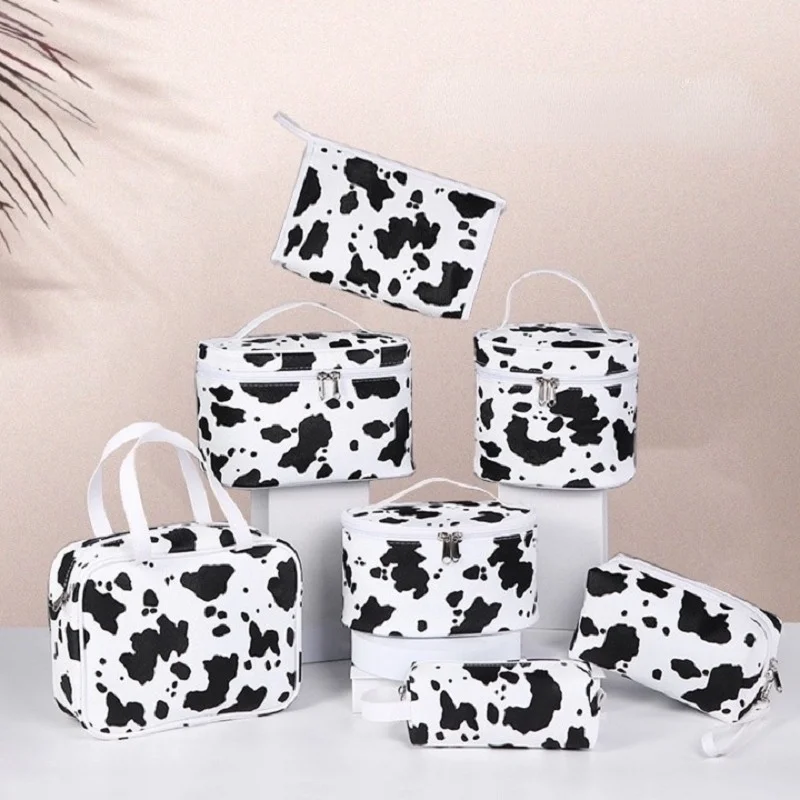 

Водонепроницаемая полиуретановая косметичка большой вместимости, удобная для путешествий, косметичка с молочным узором, женская сумочка д...