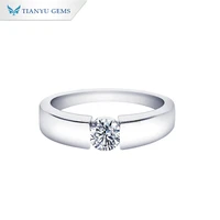 tianyu gems 5mm solitaire diamon silver wedding rings unisex round moissanite 925 band rings 18k gold plated jewelry accessories