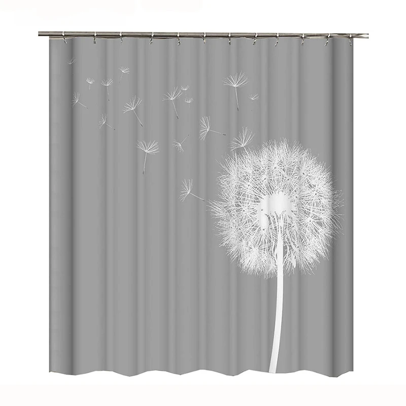Занавеска для душа серый дождик из водонепроницаемой ткани с рисунком