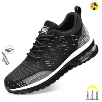 indestructible men safety shoes light non slip work sneakers breathable male steel toe puncture proof air mesh work safety boots