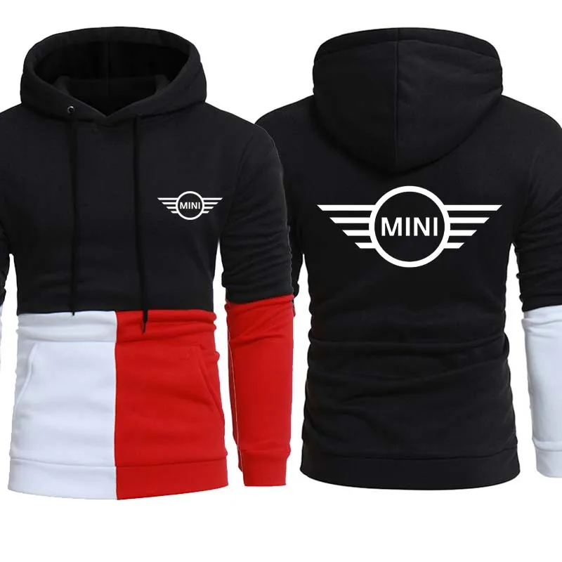 

Unisex Spring Autumn New Men's pullover Mini Car Logo Printing Fashion Stitching sweatshirt Cotton Men's Hoodie