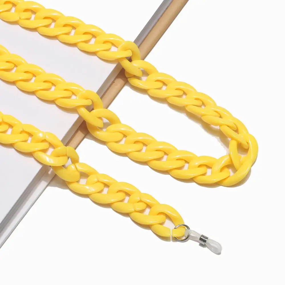 

New Fashion Acrylic Candy Color Glasses Chain Lanyard for Women Wide Anti-slip Reading Glasses Hanging Neck Chain Accessories
