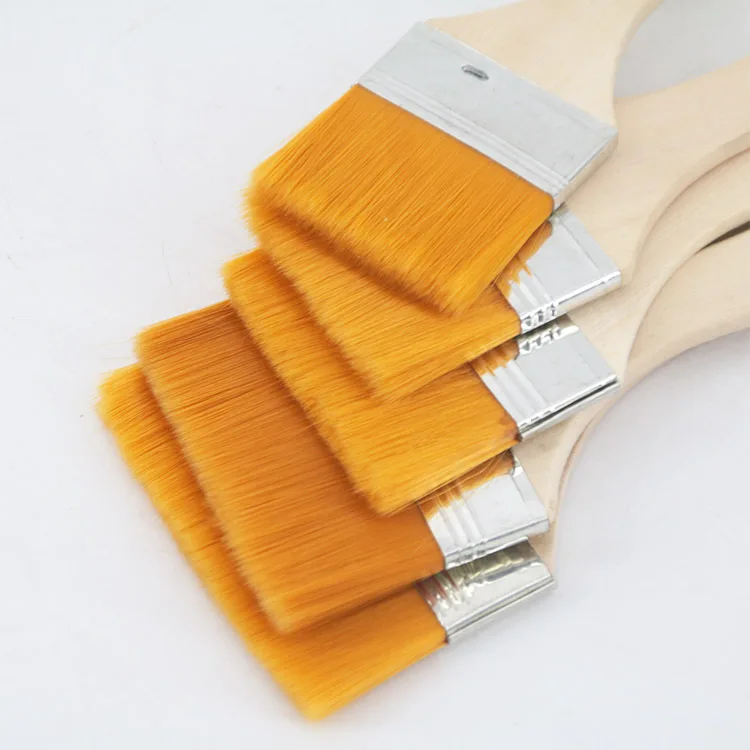12Pcs Wooden Painting Brush Nylon Hair Flat Tips Artists Acrylic Oil Painting Brush Pen Drawing Tool Art Supply Set