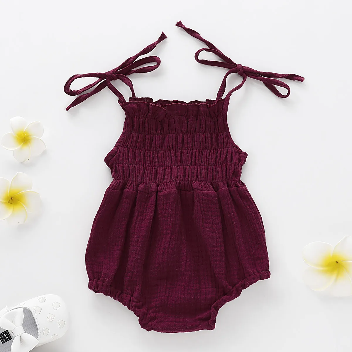 

2020 Summer Newborn Baby Girl Clothes Sleeveless Solid Strap Romper Jumpsuit One Pieces Outfits Sunsuit Clothes