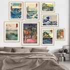 Винтажный постер с японским пейзажем, в канагаве, укиео, Гора Фудзи, волны, настенная живопись для гостиной, украшение для дома