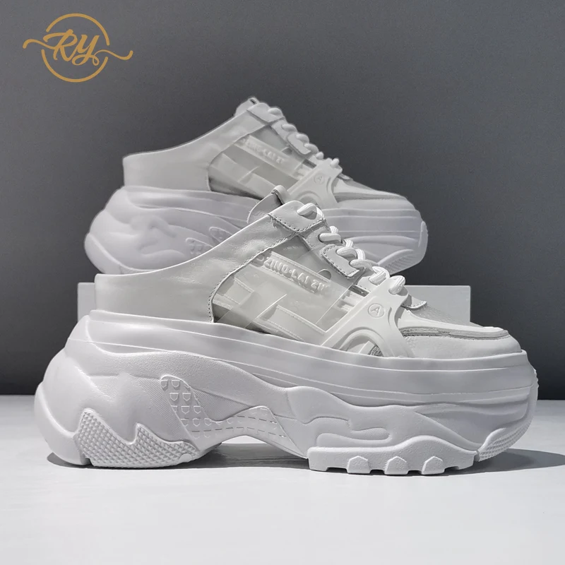 

RY-RELAA Европейская Женская обувь из натуральной кожи женские туфли на каблуках 2021 модные летние новые стильные женские шлепанцы обувь на пла...