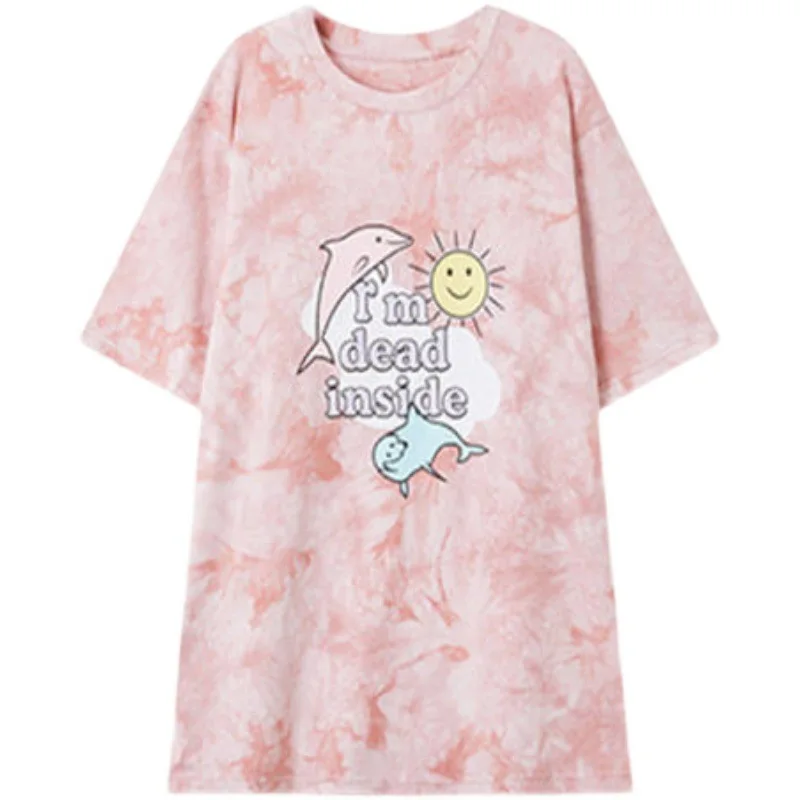 Женская футболка с коротким рукавом и принтом в виде дельфина - купить по