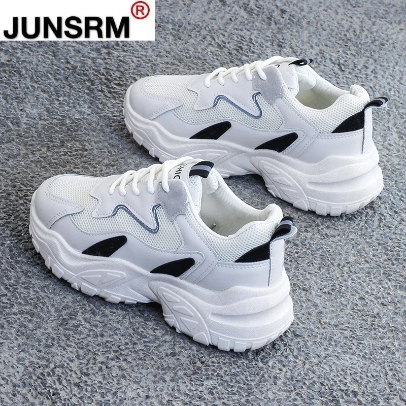 

Women's Chunky Sneakers Mesh Breathable Platform Wedge Heels Shoes Lace Up Vulcanized Shoes Female Sports Flats Shoes Dad Shoes