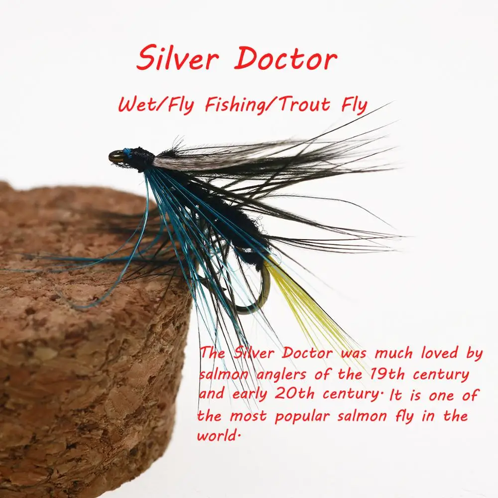 Wifreo 10PCS #12 Blue Silver Doctor Salmon Fly Fishing Trout Wet Flies | Спорт и развлечения